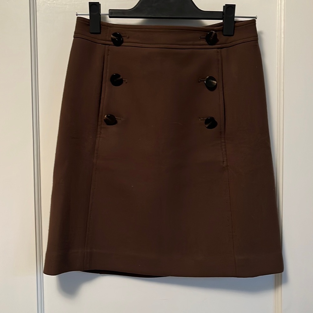 Ann Taylor brown button skirt, A-line, knee length